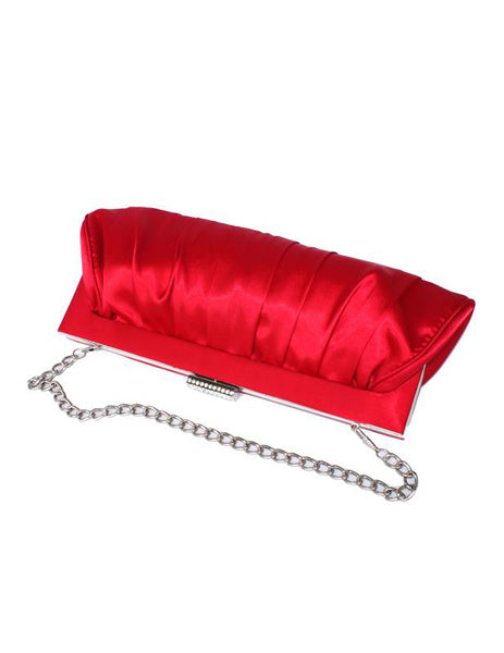 Satchel Shape Quilted Pleated Silk Woman's Evening Bag Mssza