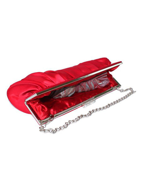 Satchel Shape Quilted Pleated Silk Woman's Evening Bag Mssza
