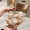 Satin Bow Fairy Metal Handle Wedding Party Bridal Clutches Chain Shoulder Bag Mssza