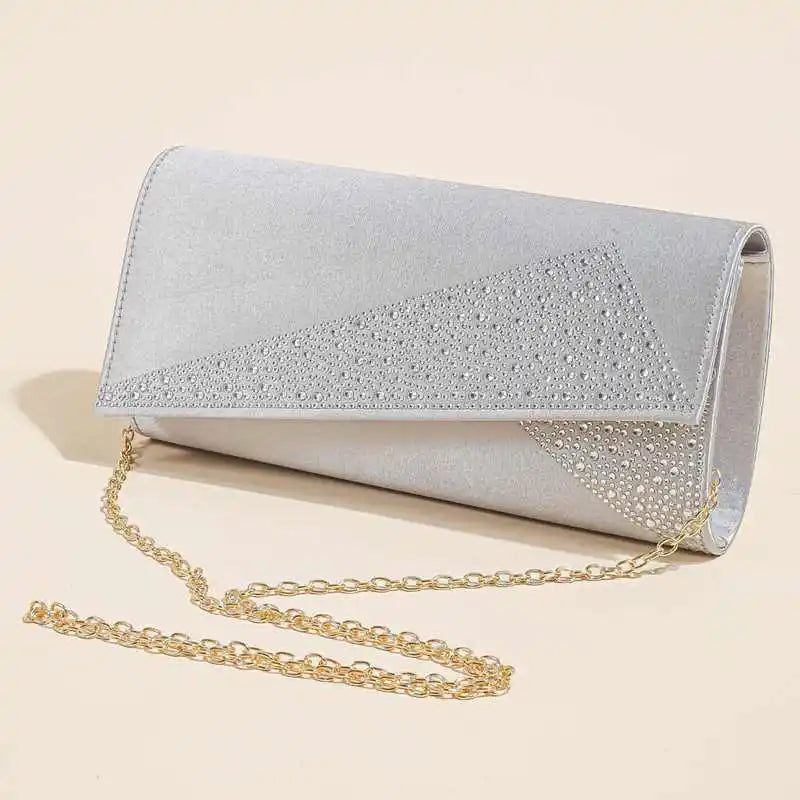 Satin Rhinestone Sparkle Glitter Shiny Party Wedding Prom Purse Handbag Mssza