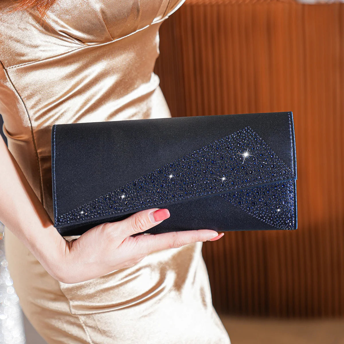 Satin Rhinestone Sparkle Glitter Shiny Party Wedding Prom Purse Handbag Mssza