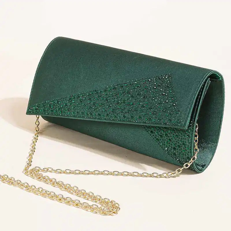 Satin Rhinestone Sparkle Glitter Shiny Party Wedding Prom Purse Handbag Mssza