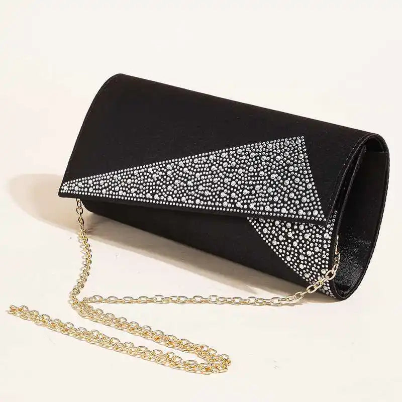 Satin Rhinestone Sparkle Glitter Shiny Party Wedding Prom Purse Handbag Mssza