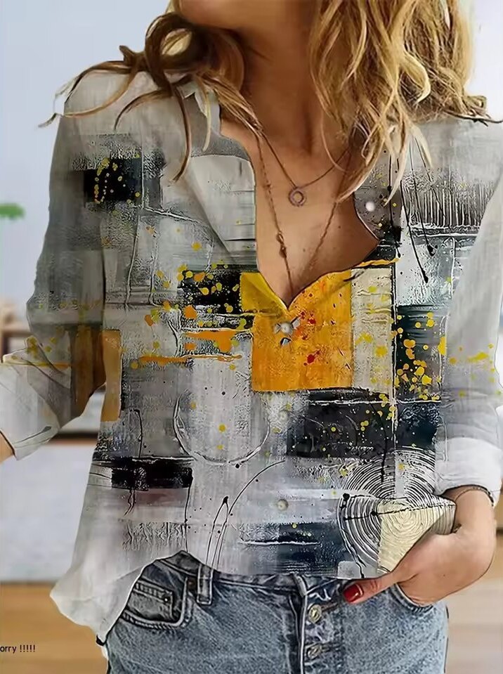 Elegant Single-Breasted Shirt with Cactus Inspired Print Mssza