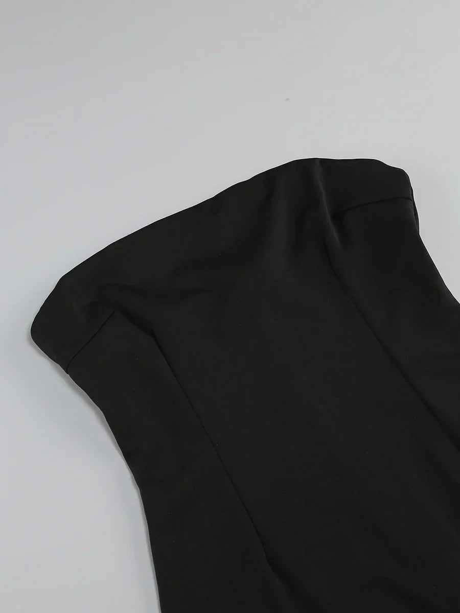 Black Tube Mini Dress With Large Red Bow Detachable Sleeves Mssaz Desses