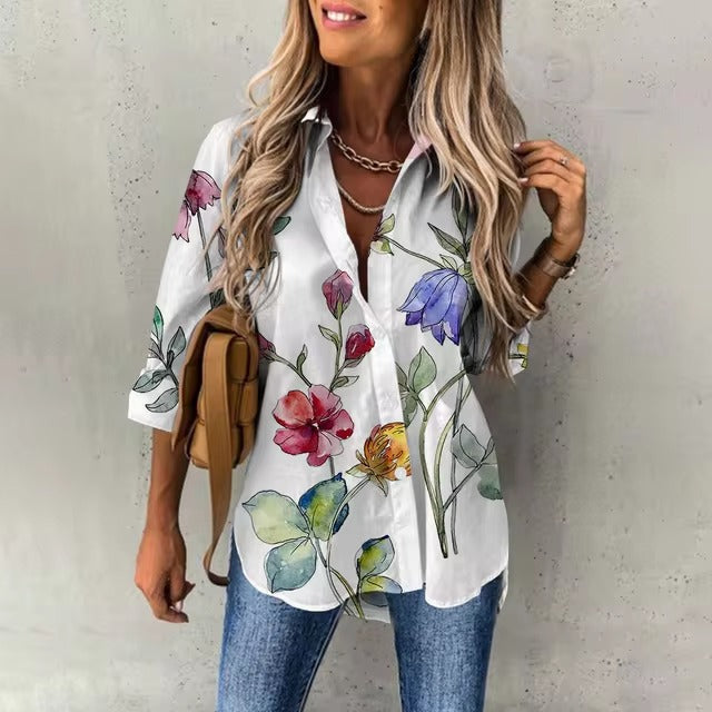 Casual Comfortable Long Sleeve Street Button Loose Shirt Mssza
