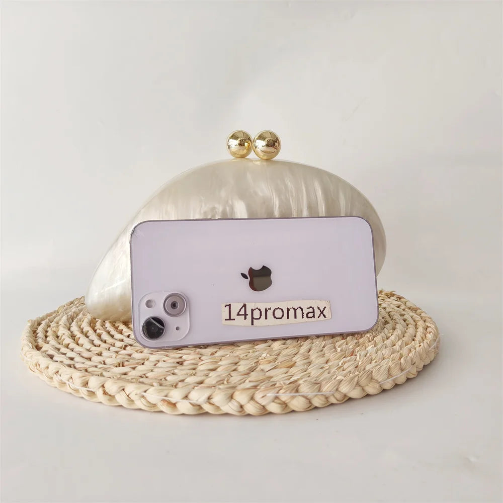 Crystal Formal Stones White Marble Acrylic  Box Clutch Mssza