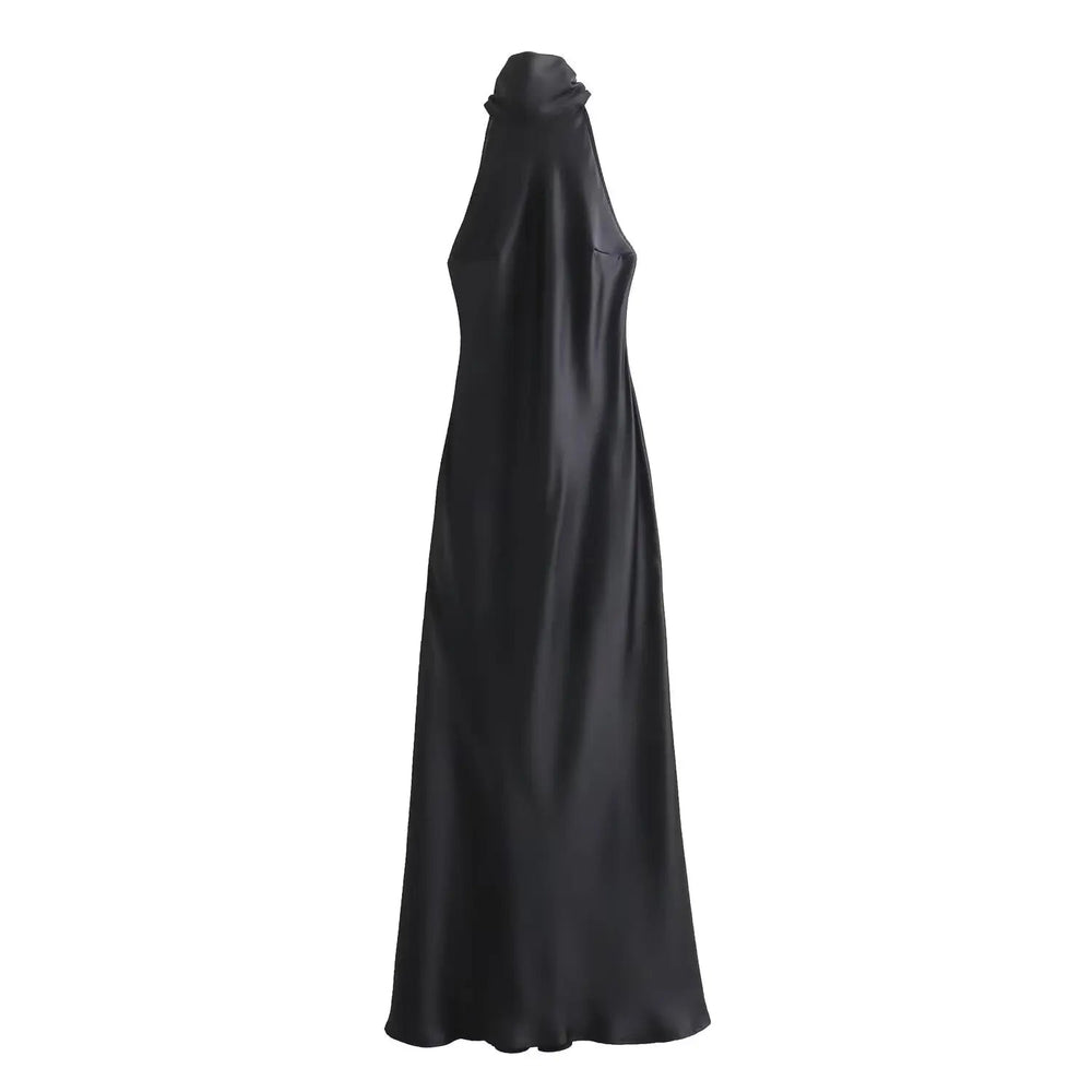 Solid Sleeveless Backless Bow Zipper Long Dress Mssaz Desses