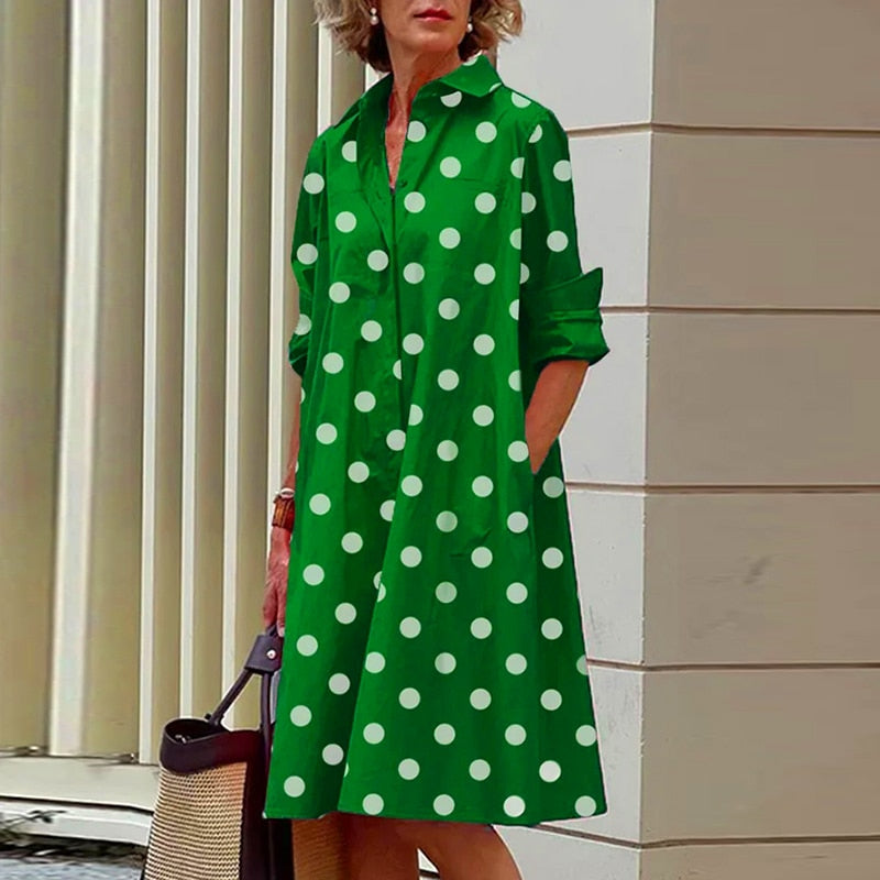 Shirt Dress Bohemian Long Sleeve Printed Dress Mssaz Desses