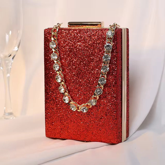 Glitter Diamond Chain Banquet Wallets Clutch Bag Mssza