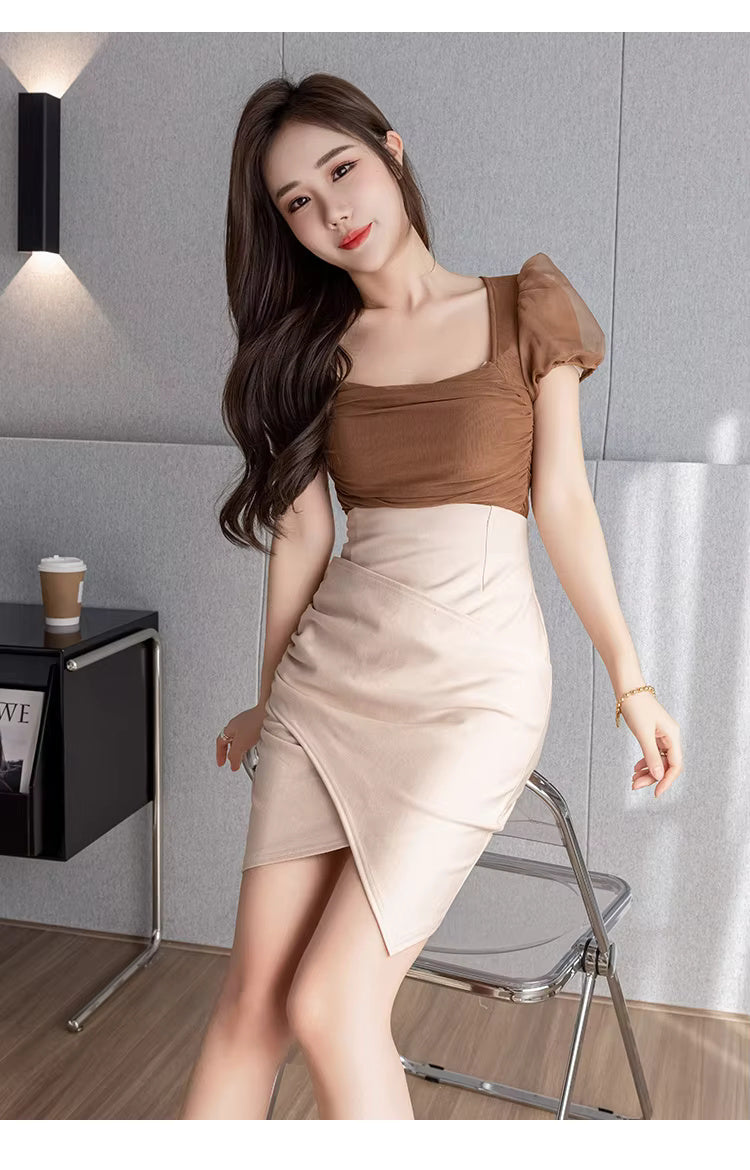 Elastic High Waist Faldas Largas Slim Elegant Bodycon Skirt Mssza