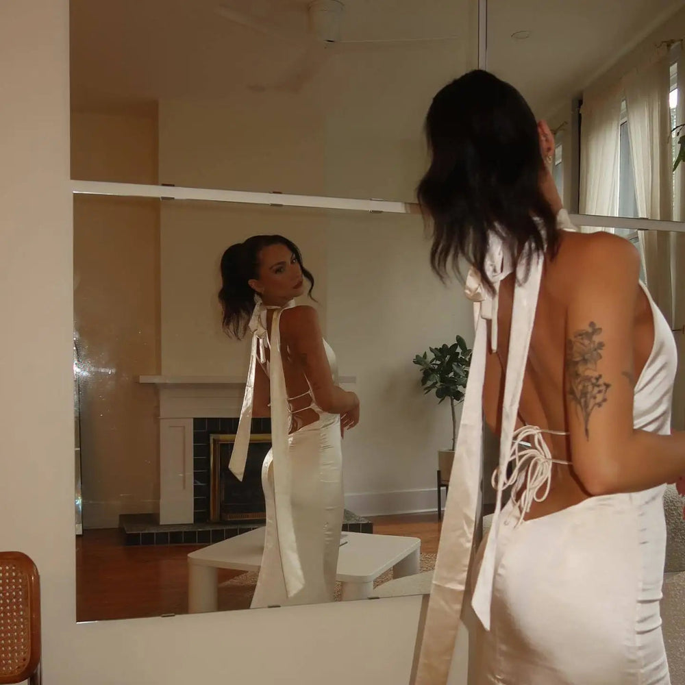 Satin Open Back Dress Mssaz Desses