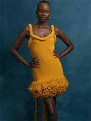 Fluff Patchwork Halter Mini Dress Mssaz Desses
