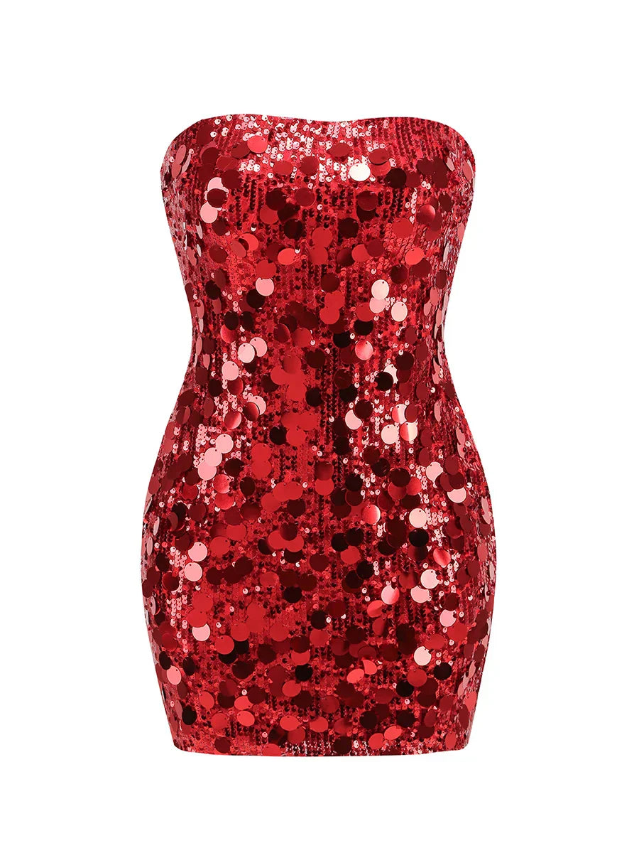 Sequins Strapless Bodycon Mini Dress Mssaz Desses