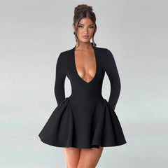 Deep V Long Sleeve Bodycon Mini Dress Mssaz Desses