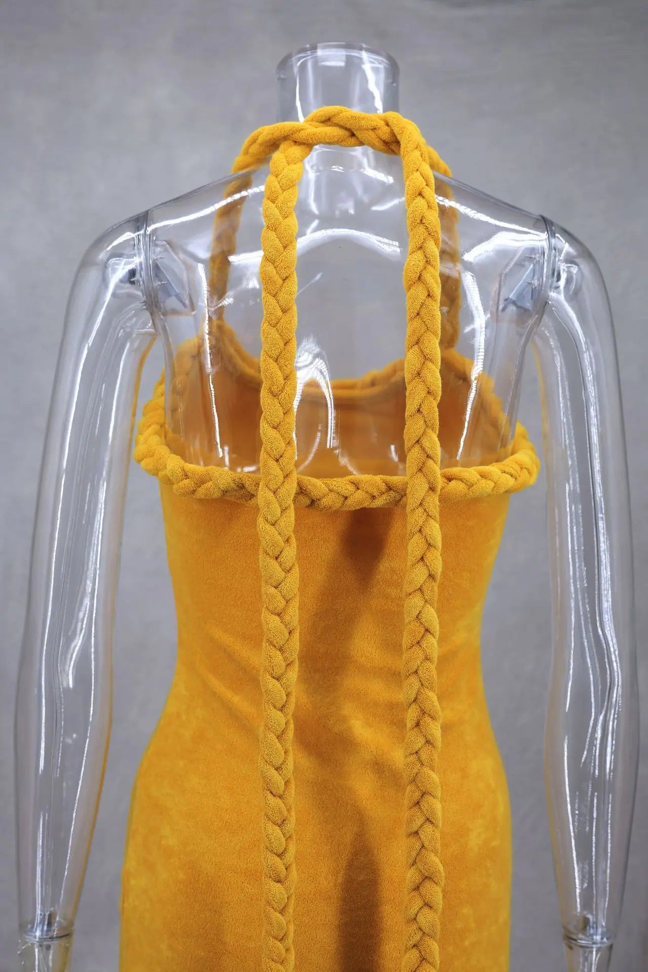 Fluff Patchwork Halter Mini Dress Mssaz Desses
