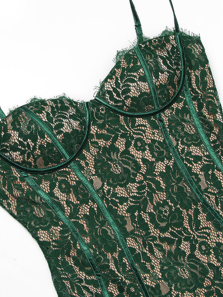 Spaghetti Strap Midi Green Dress Mssaz Desses