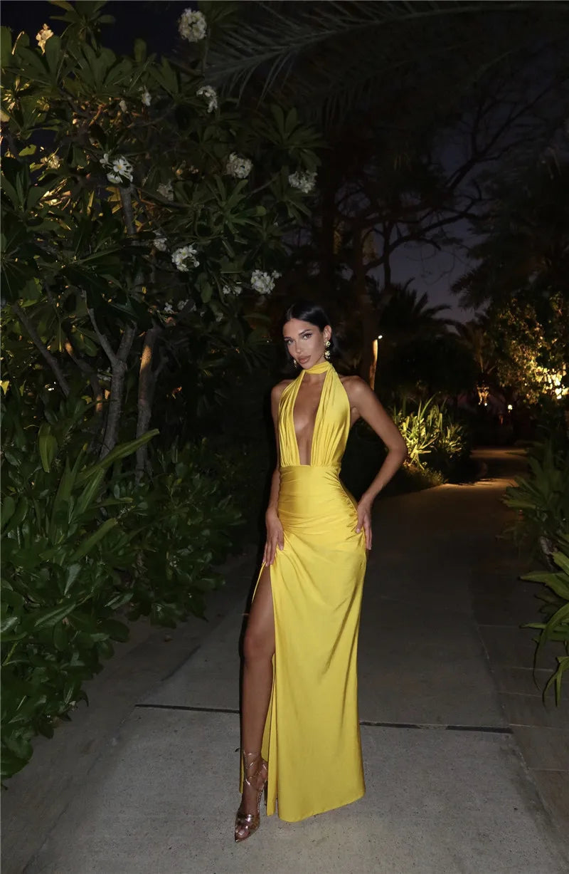 Halter Neck Maxi Dress Mssaz Desses