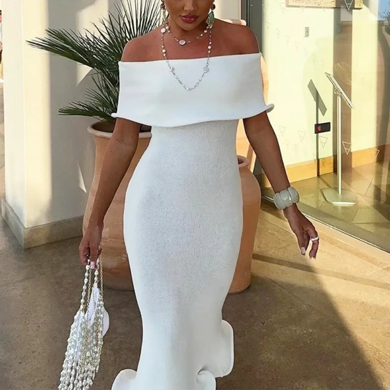 Ruffled Backless Midi Party Dress Mssaz Desses