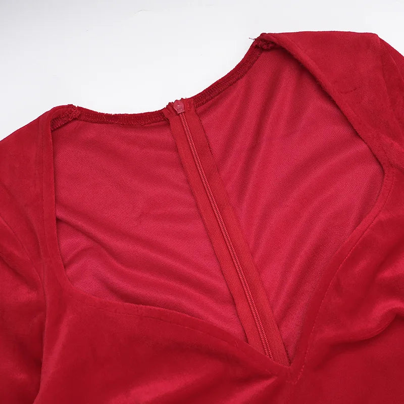 Red Long Sleeve Side Slit Dress Mssaz Desses