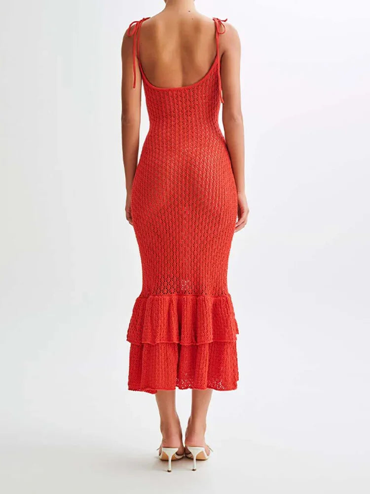 Ruffle Knit Midi Dress Mssaz Desses