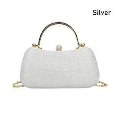 Elegant Rhinestones Beaded Chain Egg Shape Clutch Mssza
