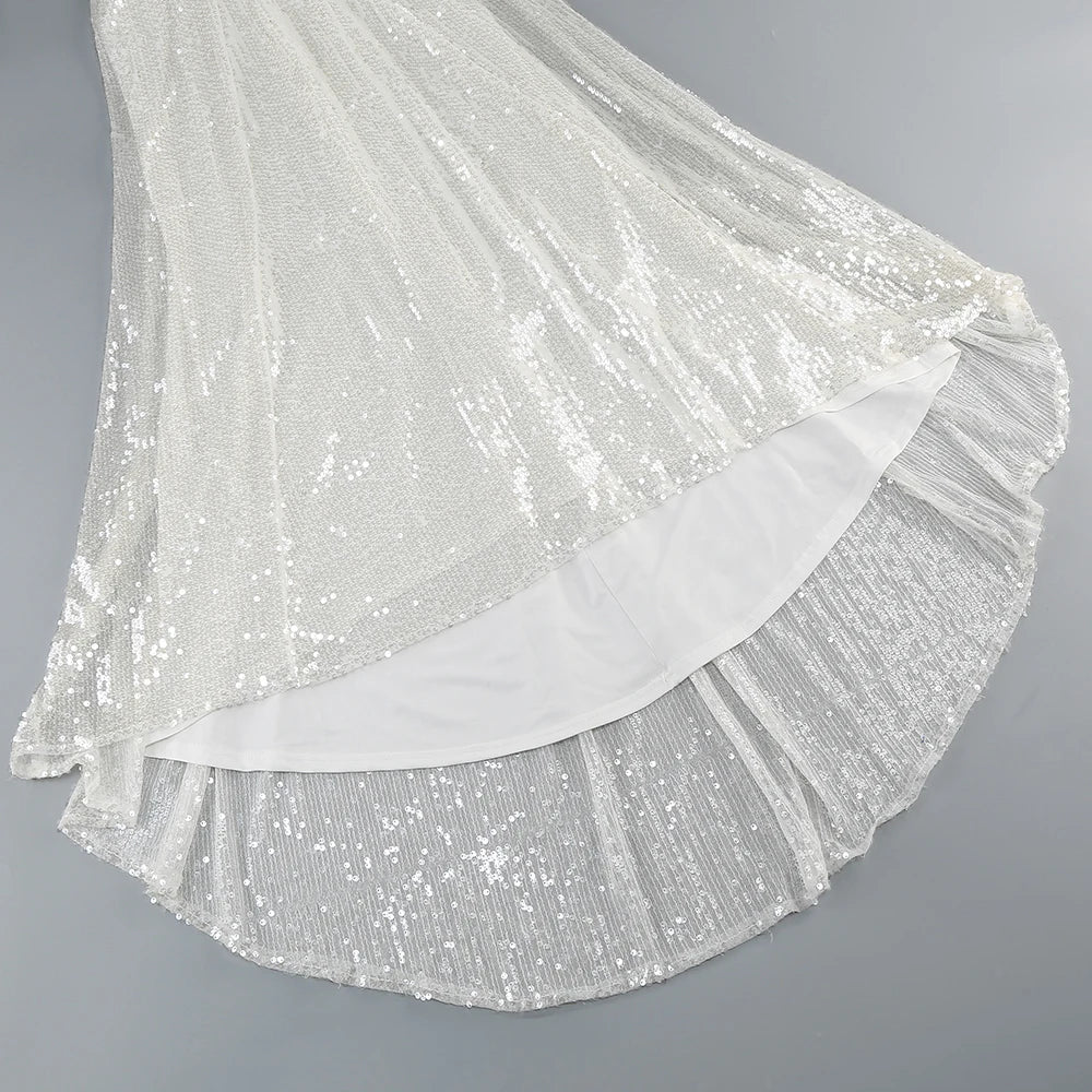 Mesh Sequin Floor Length White Mermaid Dress Mssaz Desses