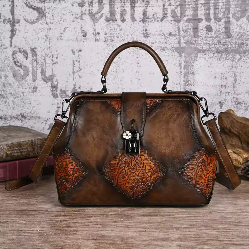 Vintage Handmade Embossed Leather Designer Shoulder Crossbody Bags Mssza