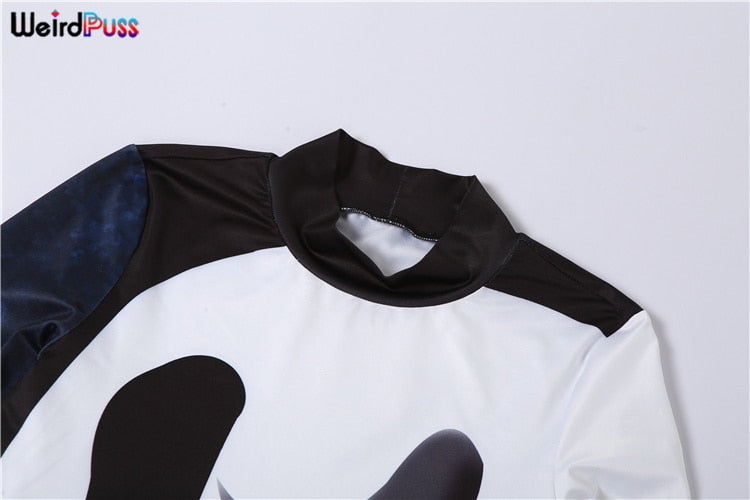 Weird Puss Gradient Maxi Dress Skinny Stretchy Long Sleeve O-Neck Trend Bodycon Mssaz Desses