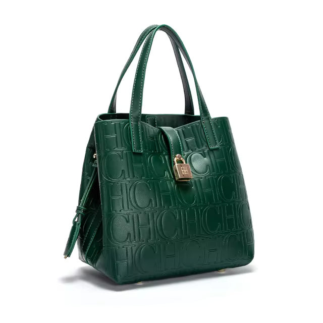 Retro Craft Letter Printed Metal Accessories Large Capacity Handbag Mssza