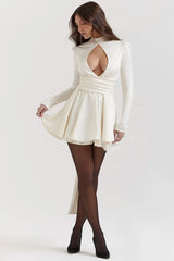 White Satin Mini Dress Mssaz Desses