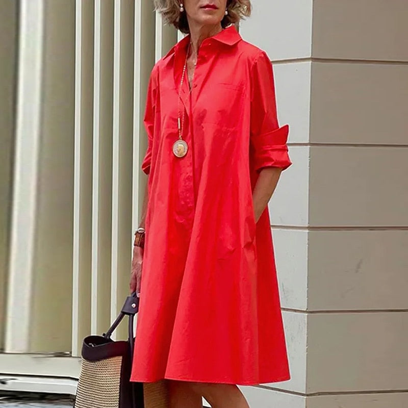Shirt Dress Bohemian Long Sleeve Printed Dress Mssaz Desses