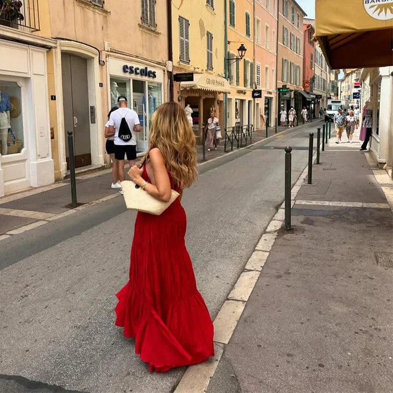Sling A-line Sleeveless Deep V-neck Dress Mssaz Desses