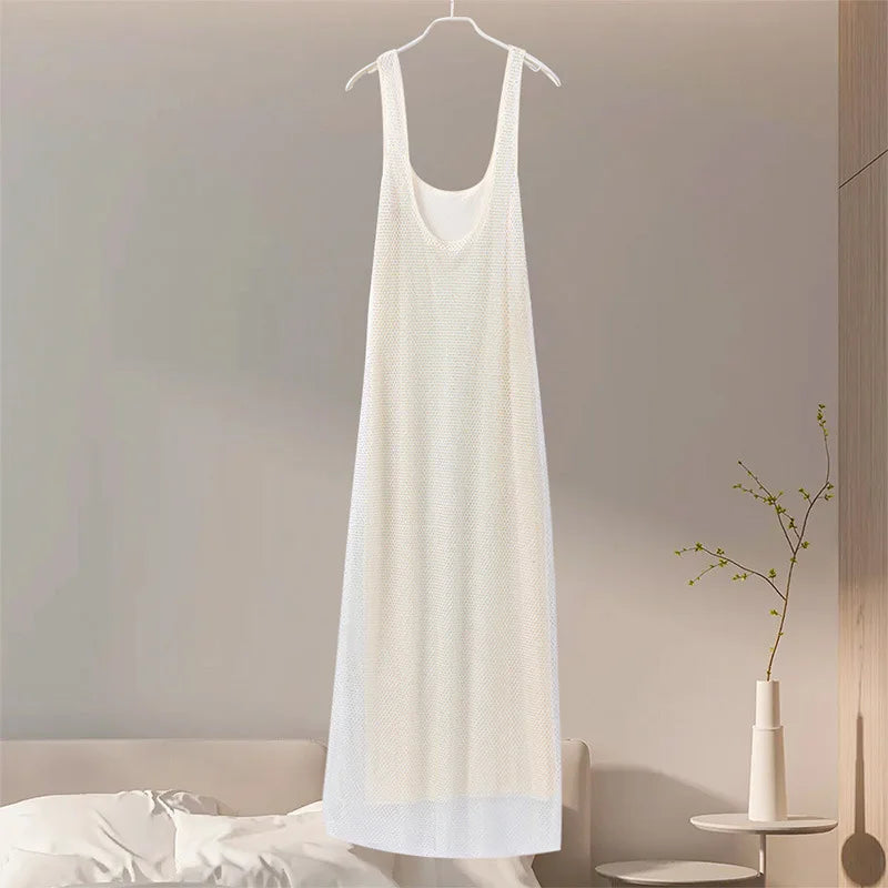 Square Collar Diamonds Sparkling Maxi Dress Mssaz Desses