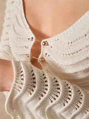 Knit Hollow-Out Loose Patchwork Lace-Up  Dress Mssaz Desses