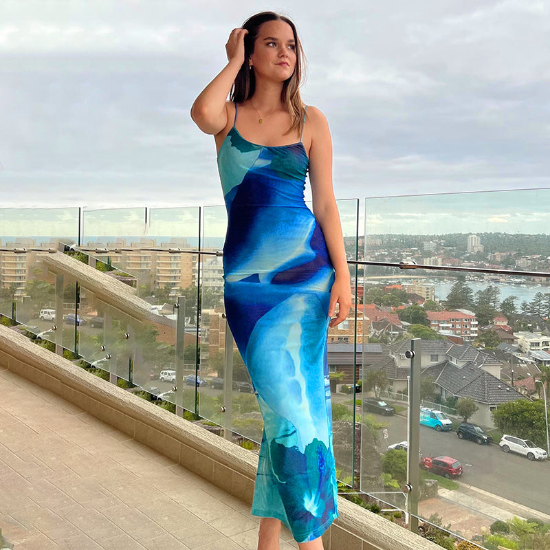 Blue Boho Printed Yellow Sundress Mssaz Desses
