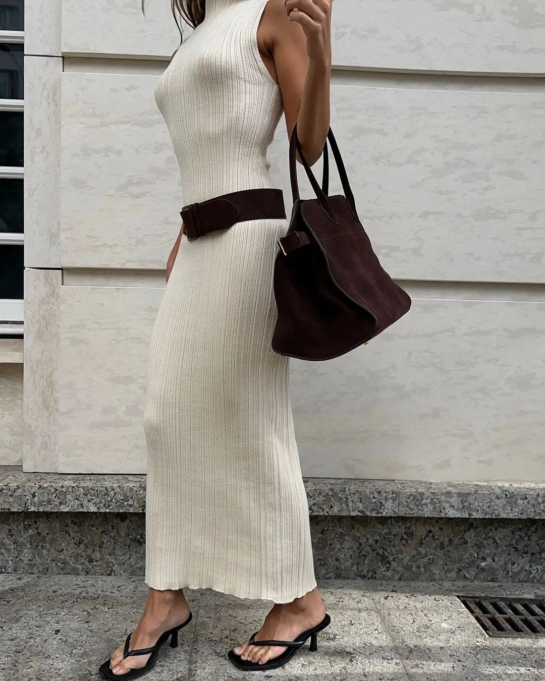 Sleeveless Turtleneck Maxi Dress Mssaz Desses