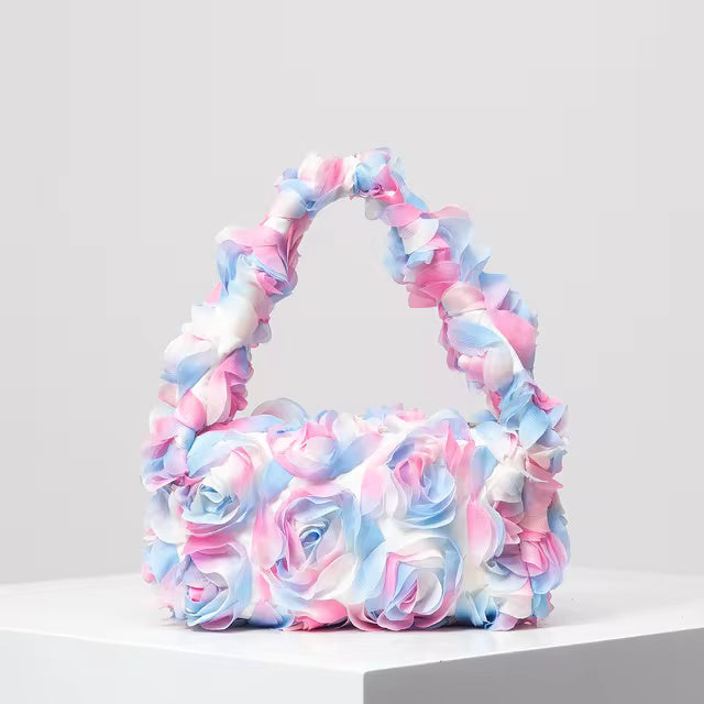 Elegant Rose Pattern Cute Small Square Handbag Mssza