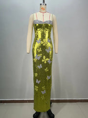 Mint Green Mesh Sequins Maxi Dress Mssaz Desses