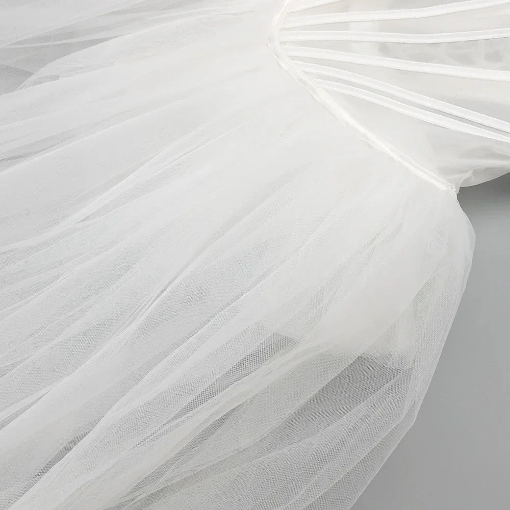 Strapless Mesh White A Line Maxi Long Dress Mssaz Desses