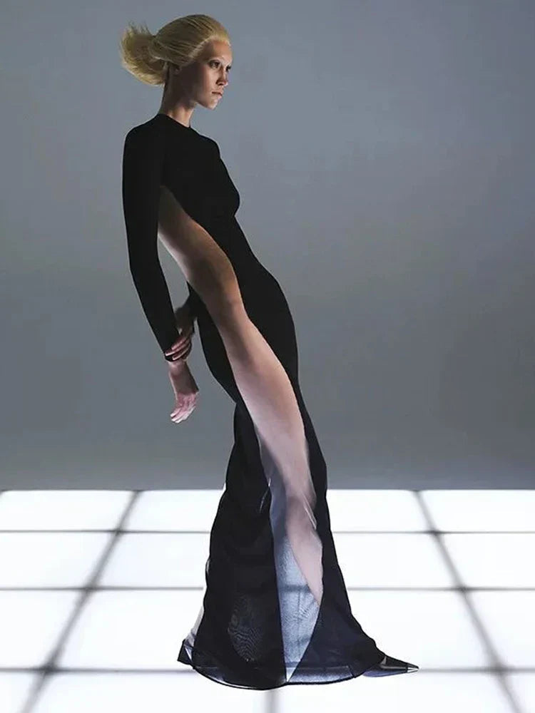 Solid Patchwork Black Milk Silk Dress Mssaz Desses