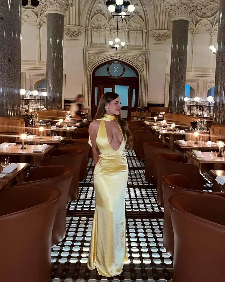 Satin Open Back Dress Mssaz Desses
