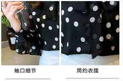 Turn-down Collar Bow Pattern Long Sleeve Single Breasted Tops Mssza