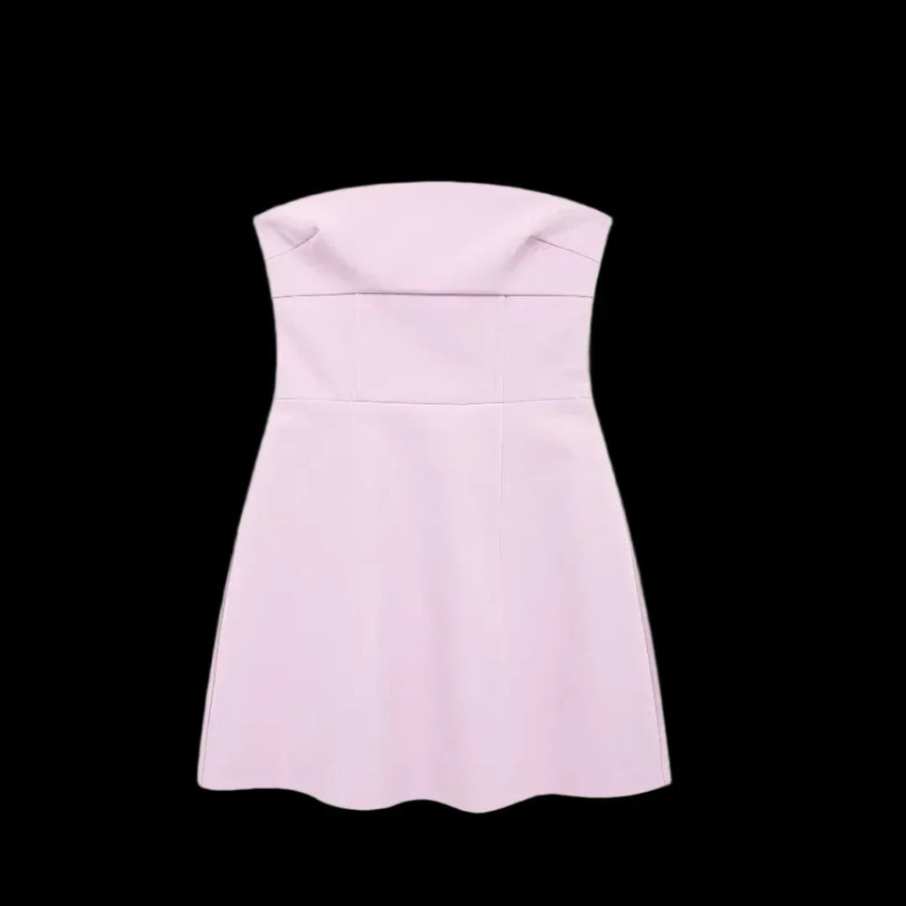 Pink Mini Dress 3D Bow, Backless Mssaz Desses