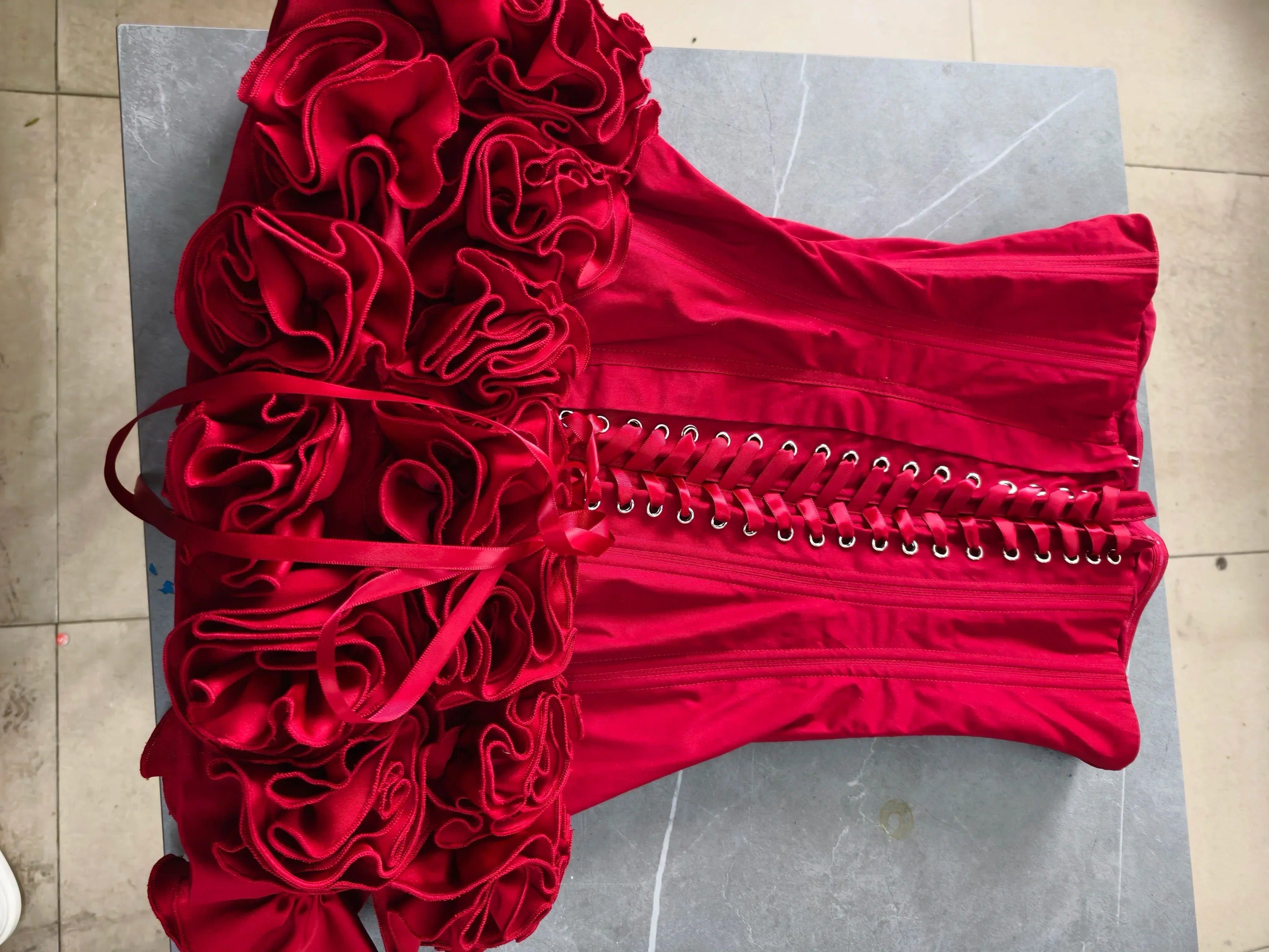 Red Flower Strapless Luxury Party Dress Mssaz Desses