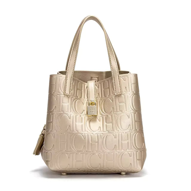 Retro Craft Letter Printed Metal Accessories Large Capacity Handbag Mssza