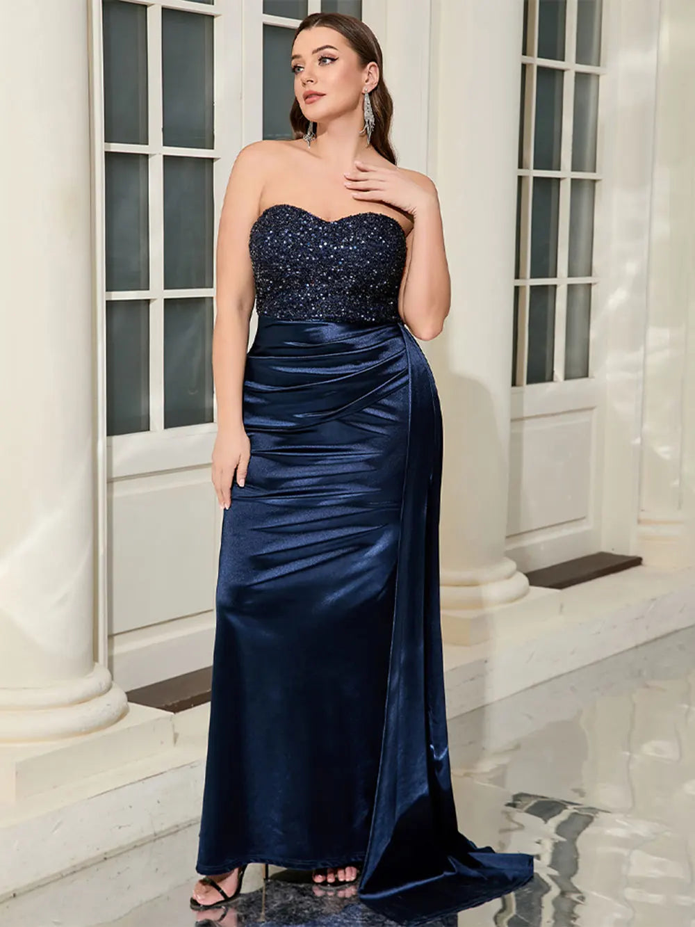 Glitter Patchwork Ankle Length Dress Mssaz Desses