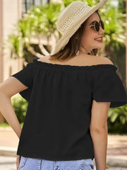 Off Shoulder Ruffle Edge Shirt Mssza