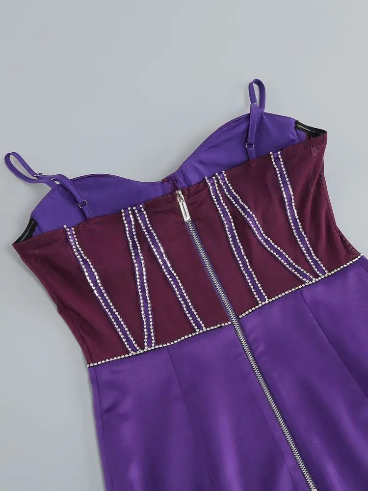 Purple Spaghetti Strap Short Dress Party Gown Mssaz Desses