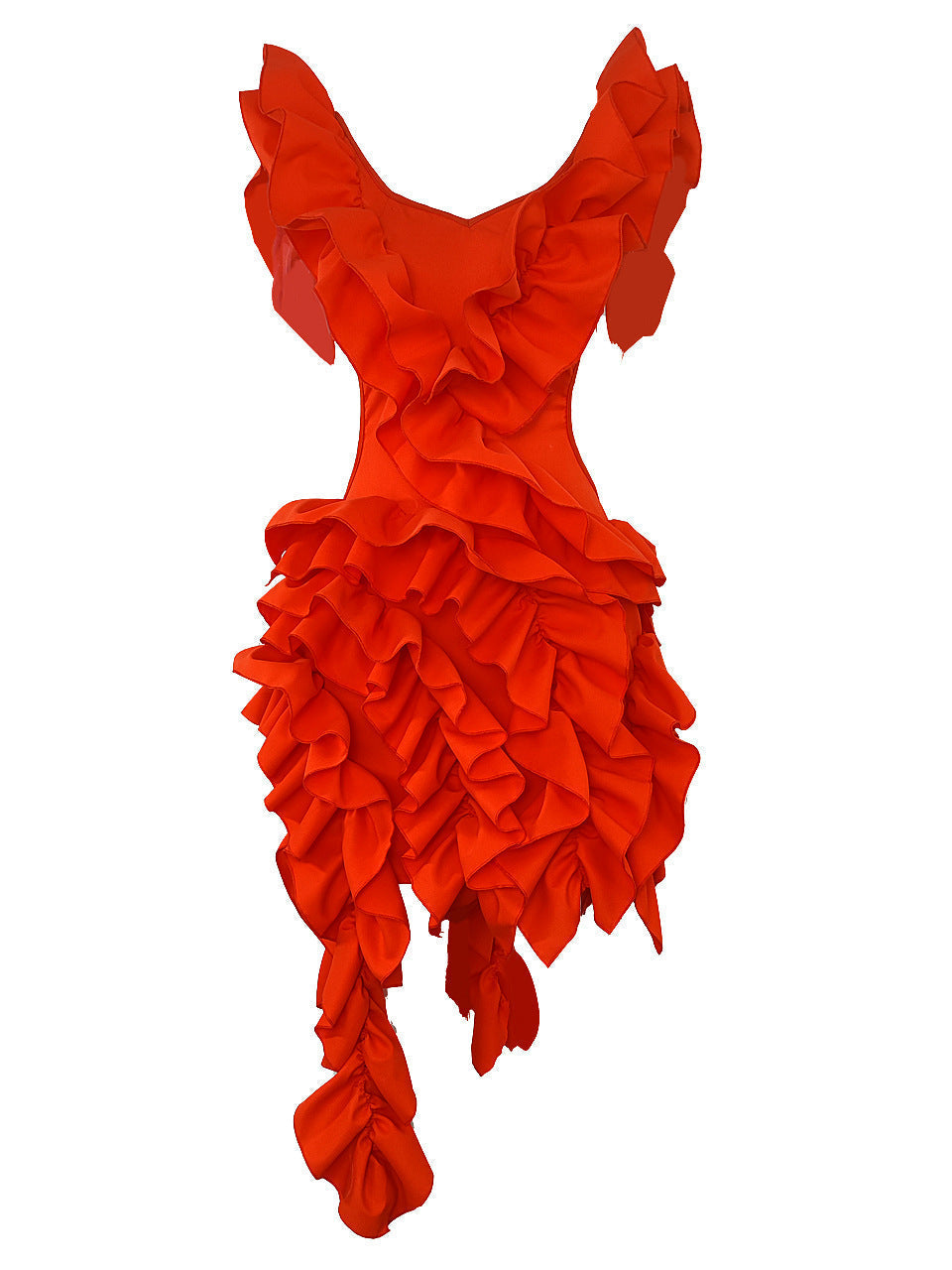 Short Party Dress Backless and Ruffled Mssaz Desses